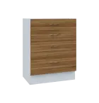 MS - 6Z41 spodní skříňka, 4-zásuvková, 908x654x600, korpus bílý, čílka ořech světlý